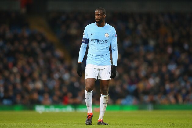 MANCHESTER, ENGLAND - MARCH 07:  Yaya Toure of Manchester City during the UEFA Champions League Round of 16 Second Leg match between Manchester City and FC Basel at Etihad Stadium on March 7, 2018 in Manchester, United Kingdom.  (Photo by Alex Livesey - Danehouse/Getty Images)