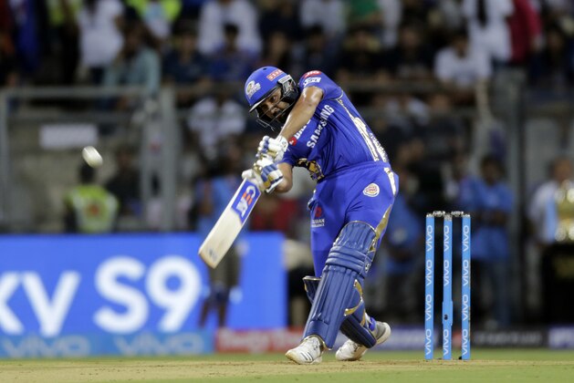 Mumbai Indians player Rohit Sharma bats against Chennai Super Kings during VIVO IPL cricket T20 match in Mumbai, India, Saturday, April 7, 2018. (AP Photo/Rajanish Kakade)