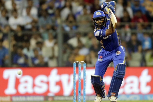 Mumbai Indians player Suryakumar Yadav bats against Sunrisers Hyderabad during VIVO IPL cricket T20 match in Mumbai, India, Tuesday, April 24, 2018. (AP Photo/Rajanish Kakade)