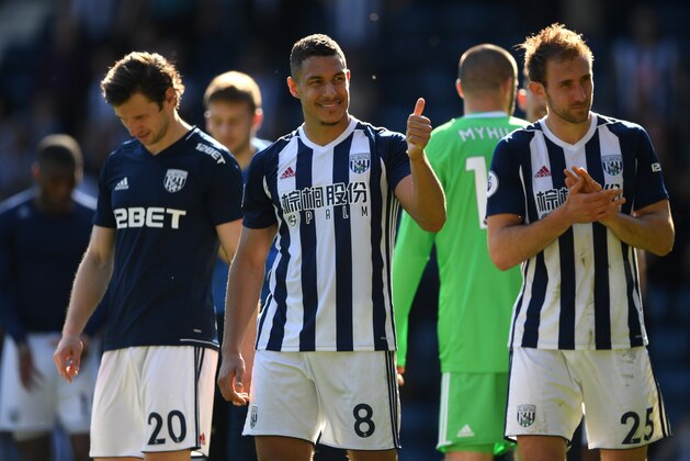 WEST BROMWICH, ENGLAND - MAY 05:  Jake Livermore of West Bromwich Albion gestures to fans following the Premier League match between West Bromwich Albion and Tottenham Hotspur at The Hawthorns on May 5, 2018 in West Bromwich, England.  (Photo by Shaun Botterill/Getty Images)