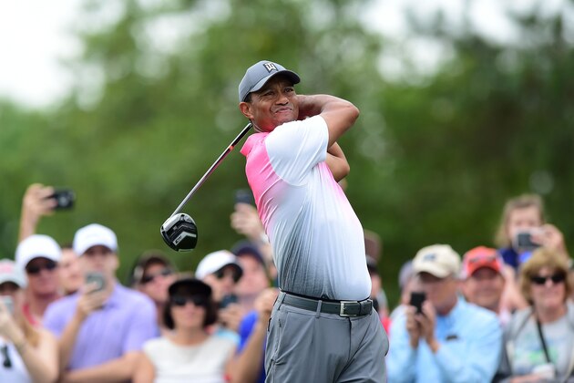 CHARLOTTE, NC - MAY 05:  Tiger Woods plays his tee shot on the third hole during the third round of the 2018 Wells Fargo Championship at Quail Hollow Club on May 5, 2018 in Charlotte, North Carolina.  (Photo by Jared C. Tilton/Getty Images)