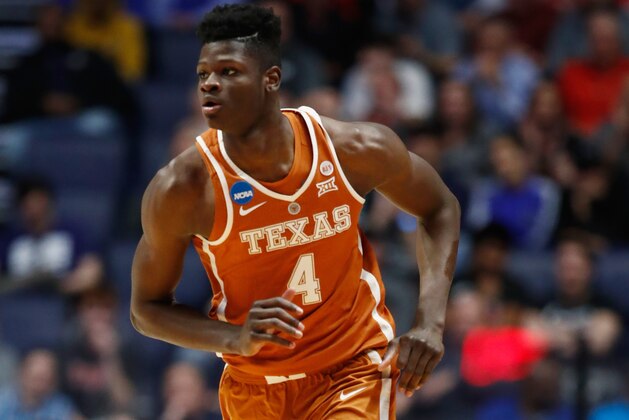 NASHVILLE, TN - MARCH 16:  Mohamed Bamba #4 of the Texas Longhorns looks on against the Nevada Wolf Pack during the game in the first round of the 2018 NCAA Men's Basketball Tournament at Bridgestone Arena on March 16, 2018 in Nashville, Tennessee.  (Photo by Andy Lyons/Getty Images)