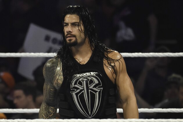 MIAMI, FL- SEPTEMBER 01: Roman Reigns looks on during the WWE Smackdown on September 1, 2015 at the American Airlines Arena in Miami, Florida.  (Photo by Ron ElkmanSports Imagery/Getty Images)