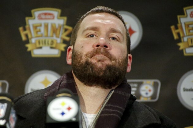 Pittsburgh Steelers quarterback Ben Roethlisberger takes questions during the news confrence after an NFL football game against the Jacksonville Jaguars, Sunday, Jan. 14, 2018, in Pittsburgh. The Steelers lost 45-42 and the Jaguars advance to the AFC championship. (AP Photo/Keith Srakocic)