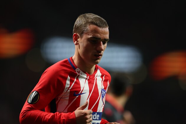 MADRID, SPAIN - MAY 03: Antoine Griezmann of Atletico Madrid during the UEFA Europa League Semi Final second leg match between Atletico Madrid  and Arsenal FC at Estadio Wanda Metropolitano on May 3, 2018 in Madrid, Spain. (Photo by Catherine Ivill/Getty Images)