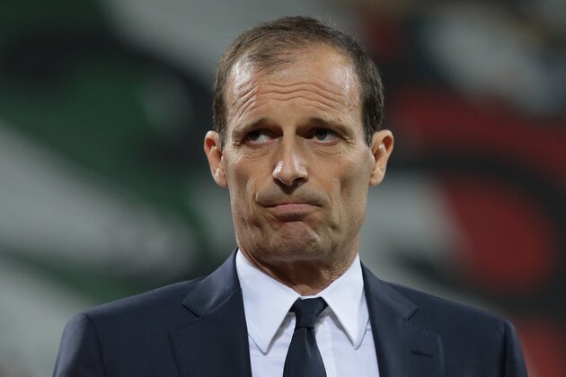MILAN, ITALY - APRIL 28:  Juventus FC coach Massimiliano Allegri looks on prior to the serie A match between FC Internazionale and Juventus at Stadio Giuseppe Meazza on April 28, 2018 in Milan, Italy.  (Photo by Emilio Andreoli/Getty Images)