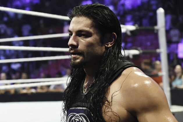MIAMI, FL- SEPTEMBER 01: Roman Reigns looks on during the WWE Smackdown on September 1, 2015 at the American Airlines Arena in Miami, Florida.  (Photo by Ron ElkmanSports Imagery/Getty Images)