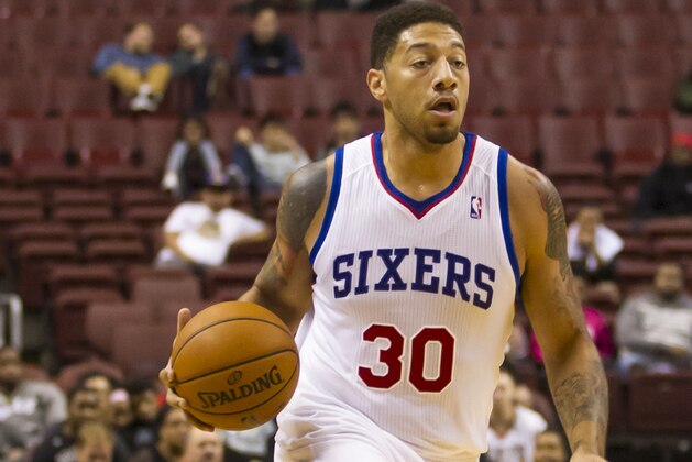 Philadelphia 76ers' Royce White  in action with the ball during the third quarter of a preseason NBA basketball game against the Brooklyn Nets, Monday, Oct. 14, 2013, in Philadelphia.  The Nets win 127-97.  (AP Photo/Chris Szagola)