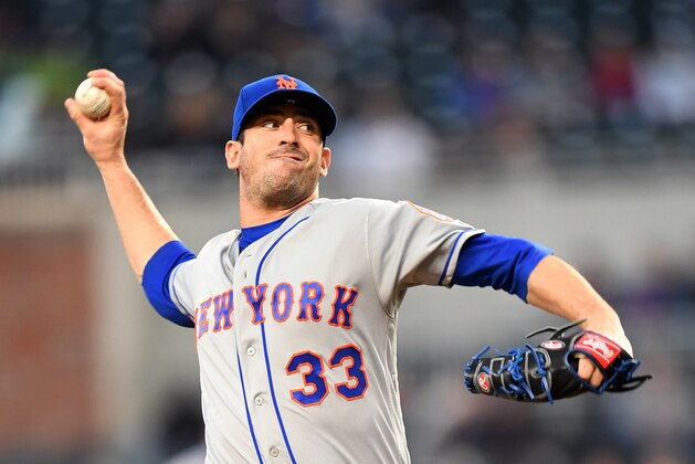 ATLANTA, GA - APRIL 19: Matt Harvey #33 of the New York Mets throws a second-inning pitch against the Atlanta Braves at SunTrust Park on April 19, 2018 in Atlanta, Georgia. (Photo by Scott Cunningham/Getty Images)