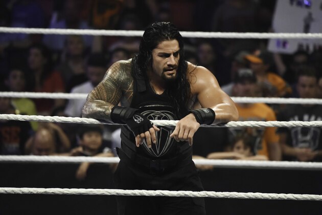 MIAMI, FL- SEPTEMBER 01: Roman Reigns looks on during the WWE Smackdown on September 1, 2015 at the American Airlines Arena in Miami, Florida.  (Photo by Ron ElkmanSports Imagery/Getty Images)