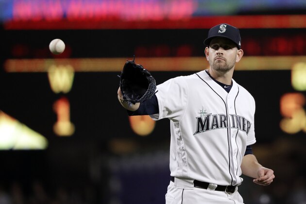 Seattle Mariners starting pitcher James Paxton in action against the Oakland Athletics in a baseball game Wednesday, May 2, 2018, in Seattle. (AP Photo/Elaine Thompson)