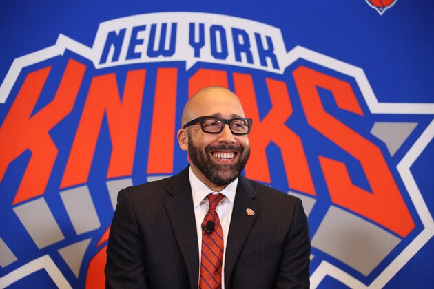 NEW YORK, NY - MAY 8:  David Fizdale is announced as the new head coach of the New York Knicks during a press conference on May 8, 2018 at Madison Square Garden in New York City, New York.  NOTE TO USER: User expressly acknowledges and agrees that, by downloading and or using this photograph, User is consenting to the terms and conditions of the Getty Images License Agreement. Mandatory Copyright Notice: Copyright 2018 NBAE  (Photo by Nathaniel S. Butler/NBAE via Getty Images)