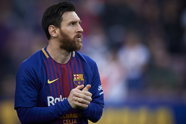 BARCELONA, SPAIN - MAY 09:  Lionel Messi of Barcelona looks on during the La Liga match between Barcelona and Villarreal at Camp Nou on May 9, 2018 in Barcelona, Spain.  (Photo by Quality Sport Images/Getty Images)