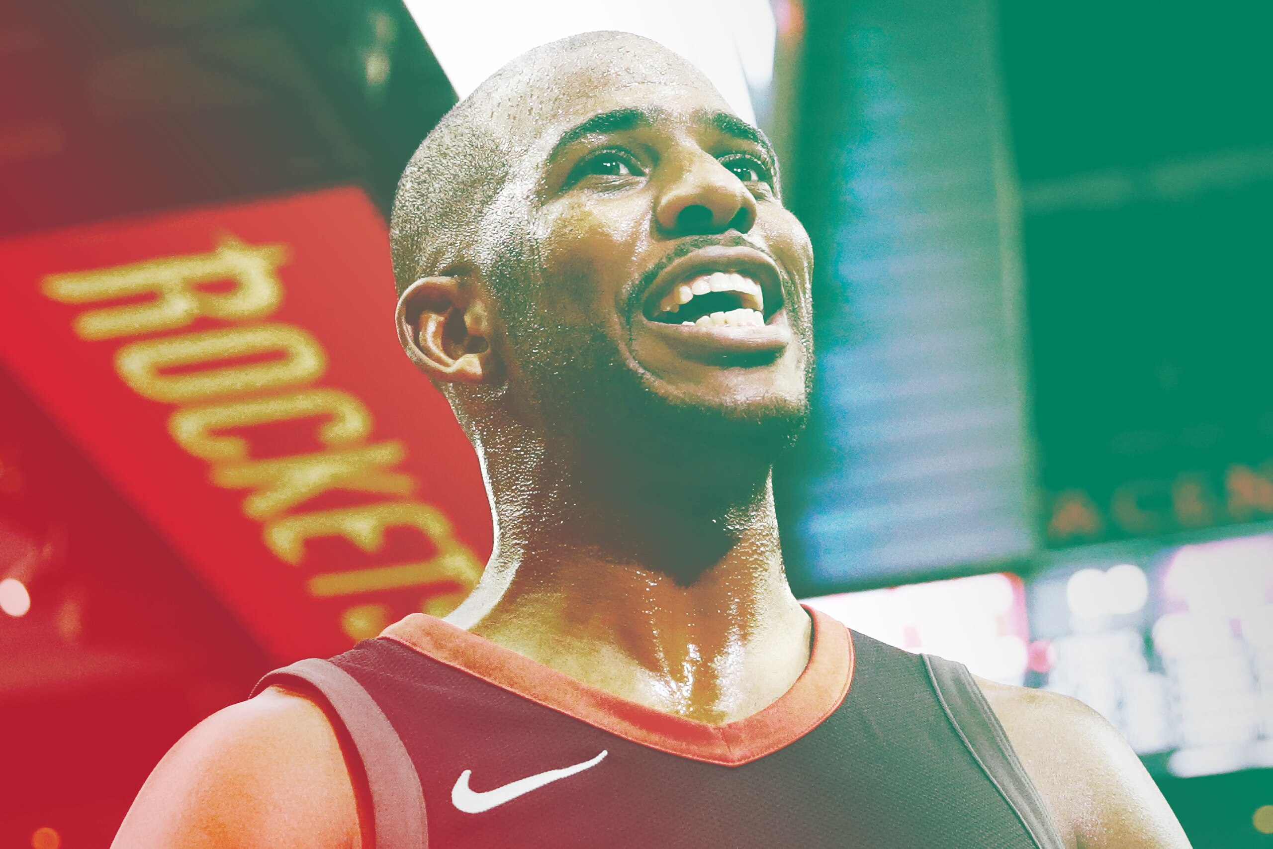 HOUSTON, TX - MAY 8: Chris Paul #3 of the Houston Rockets reacts during the game against the Utah Jazz during Game Five of the Western Conference Semifinals of the 2018 NBA Playoffs on May 8, 2018 at the Toyota Center in Houston, Texas. NOTE TO USER: User expressly acknowledges and agrees that, by downloading and or using this photograph, User is consenting to the terms and conditions of the Getty Images License Agreement. Mandatory Copyright Notice: Copyright 2018 NBAE (Photo by Andrew D. Bernstein/NBAE via Getty Images)