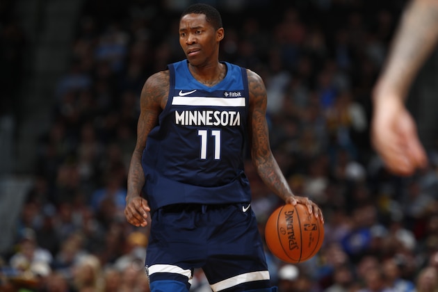 Minnesota Timberwolves guard Jamal Crawford (11) in the first half of an NBA basketball game Wednesday, Dec. 20, 2017, in Denver. (AP Photo/David Zalubowski)