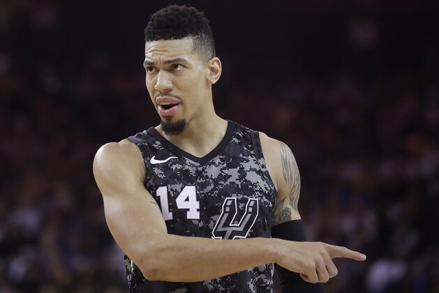 San Antonio Spurs guard Danny Green (14) during the first half of an NBA basketball game against the Golden State Warriors in Oakland, Calif., Thursday, March 8, 2018. (AP Photo/Jeff Chiu)
