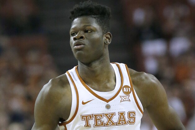 AUSTIN, TX - FEBRUARY 24: Mohamed Bamba #4 of the Texas Longhorns runs up court against the Oklahoma State Cowboys at the Frank Erwin Center on February 24, 2018 in Austin, Texas. (Photo by Chris Covatta/Getty Images)