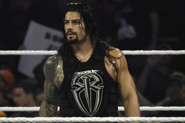 MIAMI, FL- SEPTEMBER 01: Roman Reigns looks on during the WWE Smackdown on September 1, 2015 at the American Airlines Arena in Miami, Florida.  (Photo by Ron ElkmanSports Imagery/Getty Images)