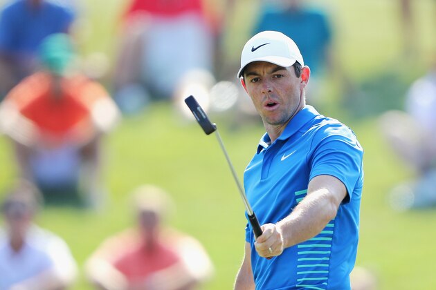 PONTE VEDRA BEACH, FL - MAY 11:  Rory McIlroy of Northern Ireland reacts to his putt for eagle on the 12th green during the second round of THE PLAYERS Championship on the Stadium Course at TPC Sawgrass on May 11, 2018 in Ponte Vedra Beach, Florida.  (Photo by Richard Heathcote/Getty Images)