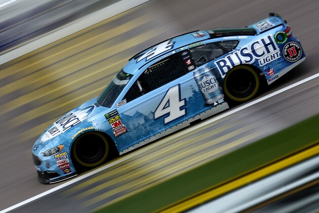 KANSAS CITY, KS - MAY 11:  Kevin Harvick, driver of the #4 Busch Light Ford, drives during practice for the Monster Energy NASCAR Cup Series KC Masterpiece 400 at Kansas Speedway on May 11, 2018 in Kansas City, Kansas.  (Photo by Sarah Crabill/Getty Images)