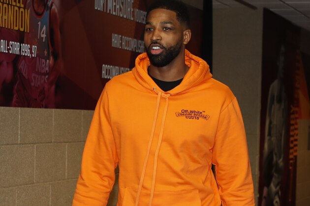 CLEVELAND, OH - MAY 5:  Tristan Thompson #13 of the Cleveland Cavaliers arrives to the arena prior to Game Three of the Eastern Conference Semi Finals of the 2018 NBA Playoffs against the Toronto Raptors on May 5, 2018 at Quicken Loans Arena in Cleveland, Ohio. NOTE TO USER: User expressly acknowledges and agrees that, by downloading and/or using this Photograph, user is consenting to the terms and conditions of the Getty Images License Agreement. Mandatory Copyright Notice: Copyright 2018 NBAE (Photo by Jeff Haynes/NBAE via Getty Images)