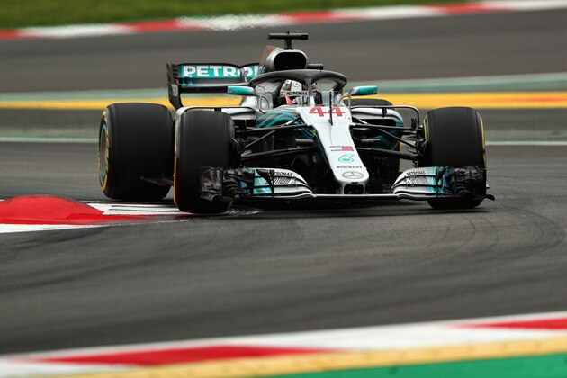 MONTMELO, SPAIN - MAY 12: Lewis Hamilton of Great Britain driving the (44) Mercedes AMG Petronas F1 Team Mercedes WO9 on track during qualifying for the Spanish Formula One Grand Prix at Circuit de Catalunya on May 12, 2018 in Montmelo, Spain.  (Photo by Dan Istitene/Getty Images)