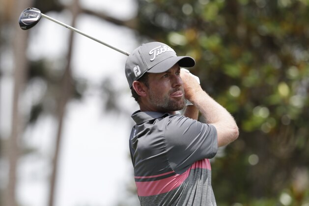 Webb Simpson hits from the second tee during the third round of The Players Championship golf tournament Saturday, May 12, 2018, in Ponte Vedra Beach, Fla. (AP Photo/Lynne Sladky)