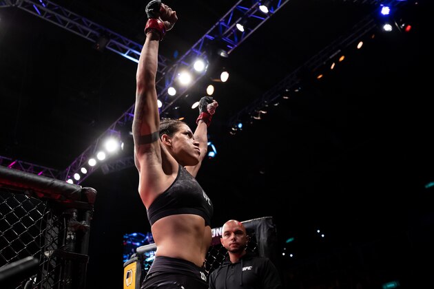 RIO DE JANEIRO, BRAZIL - MAY 12: Amanda Nunes of Brazil enters the arena prior to her women's bantamweight
Êbout against Raquel Pennington of the United States during the UFC 224 event at Jeunesse Arena on May 12, 2018 in Rio de Janeiro, Brazil. (Photo by Buda Mendes/Zuffa LLC/Zuffa LLC)