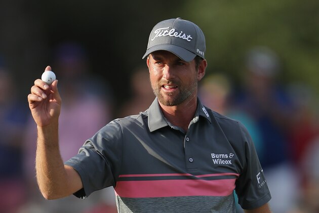 PONTE VEDRA BEACH, FL - MAY 12:  Webb Simpson of the United States reacts on the 17th green during the third round of THE PLAYERS Championship on the Stadium Course at TPC Sawgrass on May 12, 2018 in Ponte Vedra Beach, Florida.  (Photo by Richard Heathcote/Getty Images)