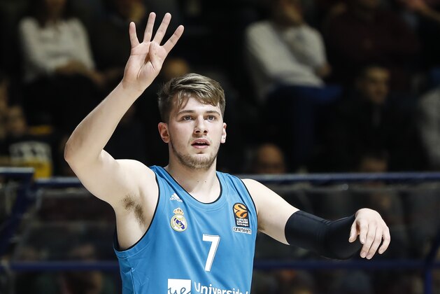 BELGRADE, SERBIA - MARCH 30: Luka Doncic of Real Madrid reacts during the 2017/2018 Turkish Airlines EuroLeague Regular Season game between Crvena Zvezda mts Belgrade and Real Madrid at Aleksandar Nikolic Hall on March 30, 2018 in Belgrade, Serbia. (Photo by Srdjan Stevanovic/Getty Images)