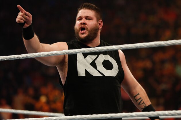 NEW YORK, NY - AUGUST 23:  Kevin Owens celebrates his victory over Cesaro at the WWE SummerSlam 2015 at Barclays Center of Brooklyn on August 23, 2015 in New York City.  (Photo by JP Yim/Getty Images)