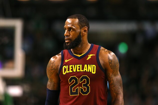 BOSTON, MA - MAY 13:  LeBron James #23 of the Cleveland Cavaliers reacts against the Boston Celtics during the third quarter in Game One of the Eastern Conference Finals of the 2018 NBA Playoffs at TD Garden on May 13, 2018 in Boston, Massachusetts.  (Photo by Maddie Meyer/Getty Images)