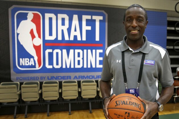 Nate Newton, director of the NBA draft combine, poses for a portrait during basketball workouts Friday, May 12, 2017, in Chicago. (AP Photo/Charles Rex Arbogast)