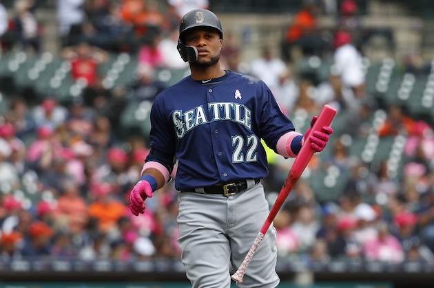 Seattle Mariners' Robinson Cano bats against the Detroit Tigers in the third inning of a baseball game in Detroit, Sunday, May 13, 2018. (AP Photo/Paul Sancya)