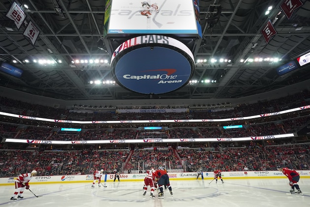 Detroit Red Wings against the Washington Capitals during the second period of an NHL hockey game at Capitol One Arena Sunday, Feb. 11, 2018, in Washington. (AP Photo/Pablo Martinez Monsivais)