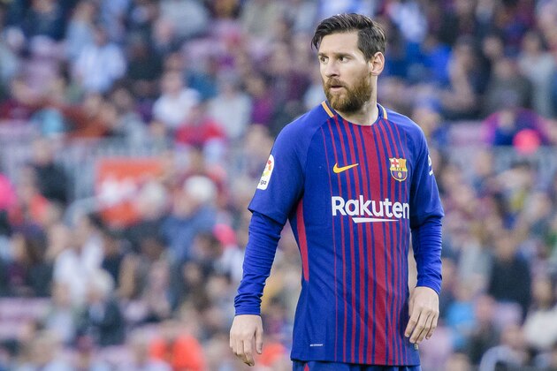 BARCELONA, SPAIN - MAY 09: Lionel Andres Messi of FC Barcelona in action during the La Liga 2017-18 match between FC Barcelona and Villarreal CF at Camp Nou on May 09 2018 in Barcelona, Spain. (Photo by Power Sport Images/Getty Images)