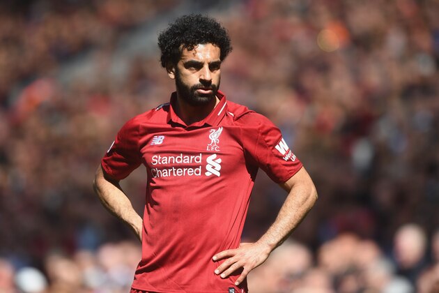 LIVERPOOL, ENGLAND - MAY 13:  Mohamed Salah of Liverpool in action during the Premier League match between Liverpool and Brighton and Hove Albion at Anfield on May 13, 2018 in Liverpool, England.  (Photo by Michael Regan/Getty Images)