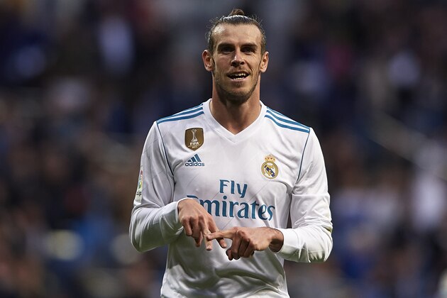 MADRID, SPAIN - MAY 12:  Gareth Bale of Real Madrid celebrates scoring his team's second goal during the La Liga match between Real Madrid and Celta de Vigo at Estadio Santiago Bernabeu on May 12, 2018 in Madrid, Spain.  (Photo by Quality Sport Images/Getty Images)