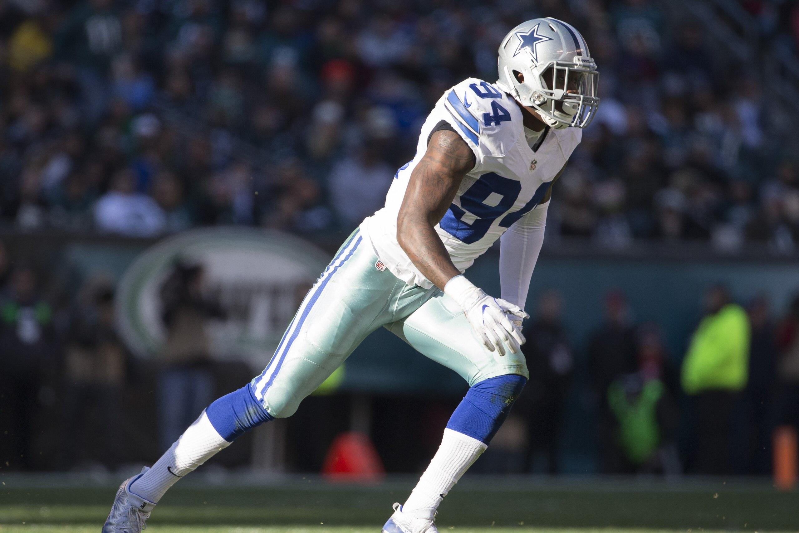 PHILADELPHIA, PA - JANUARY 1: Randy Gregory #94 of the Dallas Cowboys plays against the Philadelphia Eagles at Lincoln Financial Field on January 1, 2017 in Philadelphia, Pennsylvania. The Eagles defeated the Cowboys 27-13. (Photo by Mitchell Leff/Getty Images)