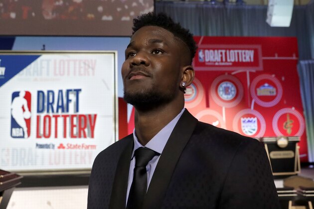 Arizona's DeAndre Ayton poses for a portrait before the NBA basketball draft lottery Tuesday, May 15, 2018, in Chicago. (AP Photo/Charles Rex Arbogast)
