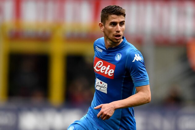 MILAN, ITALY - APRIL 15:  Jorginho of SSC Napoli in action during the serie A match between AC Milan and SSC Napoli at Stadio Giuseppe Meazza on April 15, 2018 in Milan, Italy.  (Photo by Claudio Villa./Getty Images)