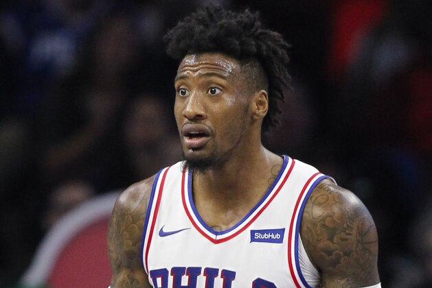 Philadelphia 76ers forward Robert Covington (33) in action during an NBA basketball game against the Orlando Magic, Saturday, Nov. 25, 2017, in Philadelphia. (AP Photo/Laurence Kesterson)
