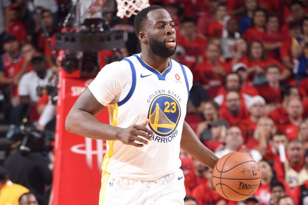 HOUSTON, TX - MAY 16: Draymond Green #23 of the Golden State Warriors handles the ball against the Houston Rockets during Game Two of the Western Conference Finals of the 2018 NBA Playoffs on May 16, 2018 at the Toyota Center in Houston, Texas. NOTE TO USER: User expressly acknowledges and agrees that, by downloading and or using this photograph, User is consenting to the terms and conditions of the Getty Images License Agreement. Mandatory Copyright Notice: Copyright 2018 NBAE (Photo by Andrew D. Bernstein/NBAE via Getty Images)