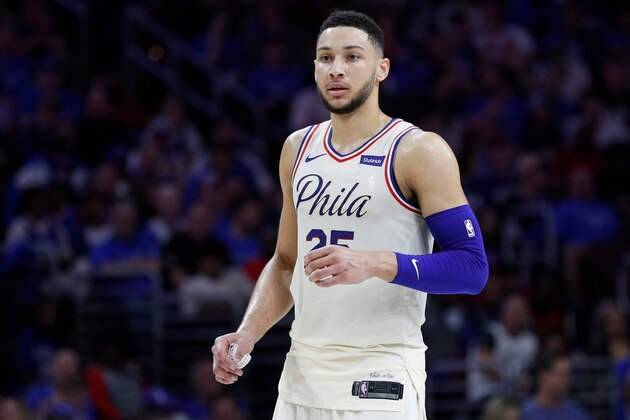 Philadelphia 76ers' Ben Simmons, of Australia, in action during the second half in Game 1 of a first-round NBA basketball playoff series against the Miami Heat, Saturday, April 14, 2018, in Philadelphia. The 76ers won 130-103. (AP Photo/Chris Szagola)