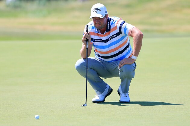 DALLAS, TX - MAY 17:  Marc Leishman of Australia reads the 10th green during the first round of the AT&T Byron Nelson at Trinity Forest Golf Club on May 17, 2018 in Dallas, Texas.  (Photo by Tom Pennington/Getty Images)
