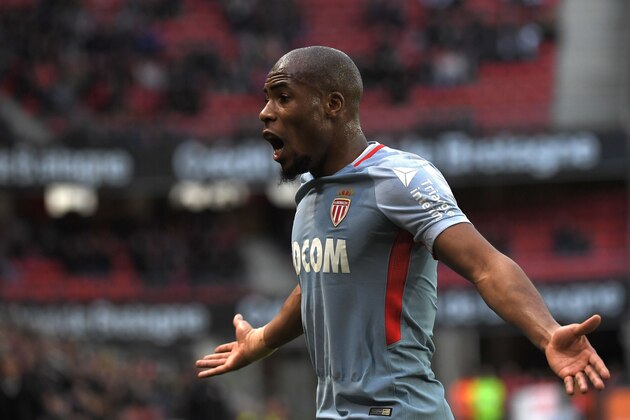 Monaco's French defender Djibril Sidibe during the French L1 football match Rennes vs Monaco at the Roazhon Park stadium in Rennes, western France, on April 4, 2018.  / AFP PHOTO / LOIC VENANCE        (Photo credit should read LOIC VENANCE/AFP/Getty Images)