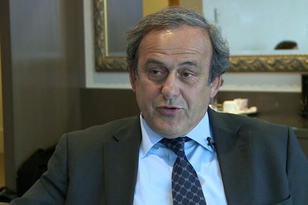 This image made from video shows Michel Platini in Nyon, Switzerland, Thursday Jan. 7, 2016. Platini told The Associated Press on Thursday Jan. 7, 2016 that he remains determined to overturn the eight-year ban he was handed by FIFA's ethics committee last month, but that the deadline for the Feb. 26 election is too short and renders his candidacy impossible. (APTN via AP)