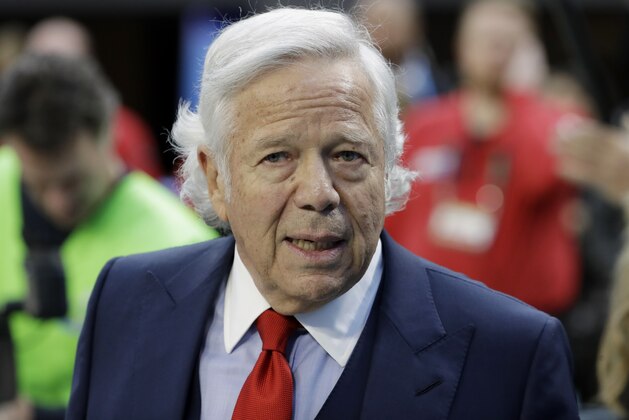 FILE - In this Feb. 4, 2018, file photo, New England Patriots owner Robert Kraft arrives at U.S. Bank Stadium before the NFL Super Bowl 52 football game against the Philadelphia Eagles, in Minneapolis. Every marriage has its ups and downs. So New England Patriots owner Robert Kraft urges everyone not to read too much into any reported discord in his organization. Kraft praised Bill Belichick on Monday, March 26, 2018, when asked about some of the unusual decisions the coach made in the Super Bowl loss to Philadelphia. (AP Photo/Chris O'Meara, File)