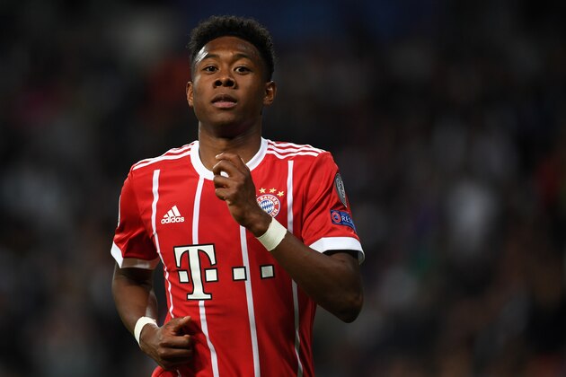 MADRID, SPAIN - MAY 01: 	David Alaba of Bayern Muenchen in action during the UEFA Champions League Semi Final Second Leg match between Real Madrid and Bayern Muenchen at the Bernabeu on May 1, 2018 in Madrid, Spain. (Photo by Etsuo Hara/Getty Images)