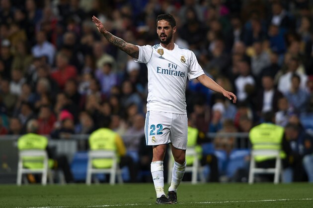 MADRID, SPAIN - MAY 12:  Isco Alarcon of Real Madrid reacts during the La Liga match between Real Madrid and Celta de Vigo at Estadio Santiago Bernabeu on May 12, 2018 in Madrid, Spain.  (Photo by Quality Sport Images/Getty Images)